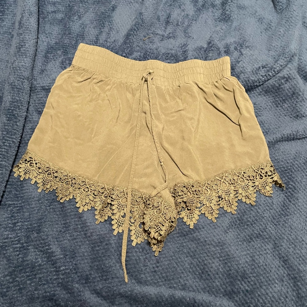 Forever 21 Green Lace-Trimmed Shorts